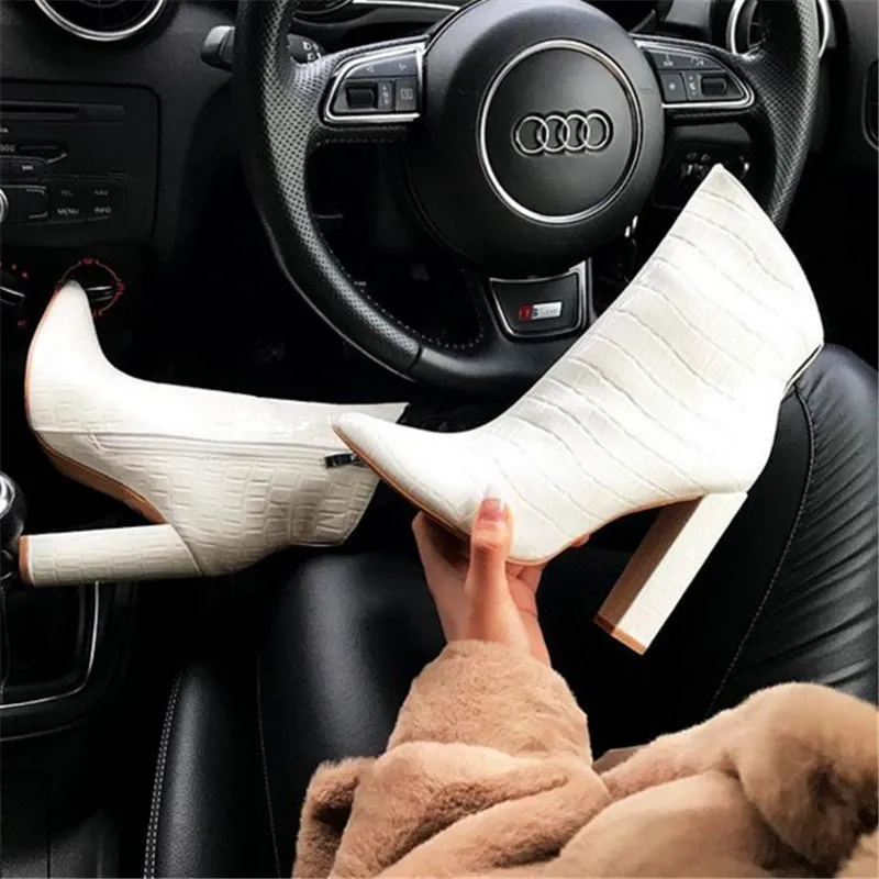High Heels Leather Ankle Boots