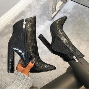 High Heels Leather Ankle Boots