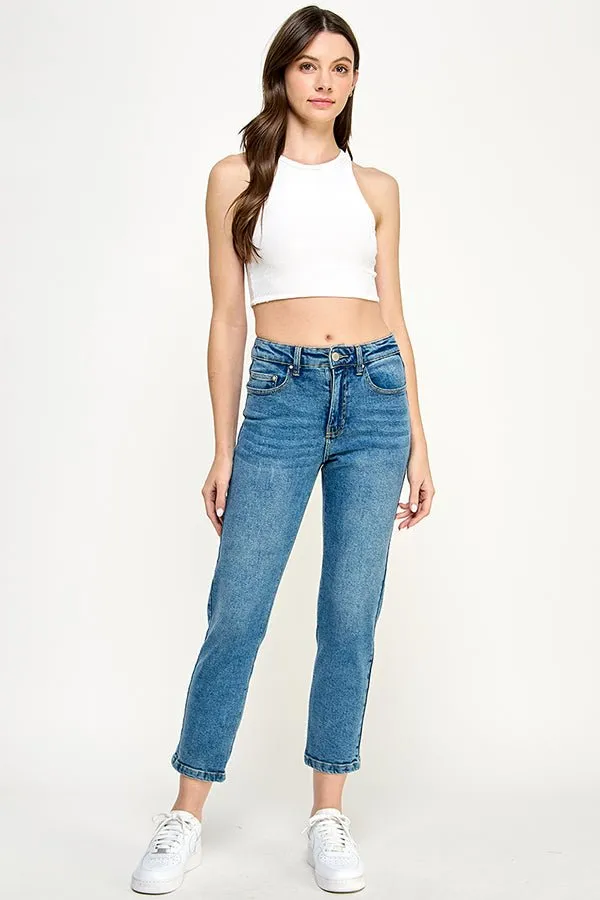 HIGH RISE  ANKLE STRAIGHT JEANS