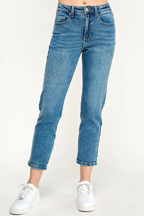 HIGH RISE  ANKLE STRAIGHT JEANS