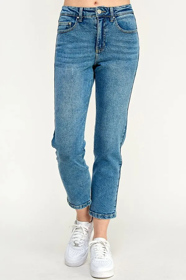 HIGH RISE  ANKLE STRAIGHT JEANS