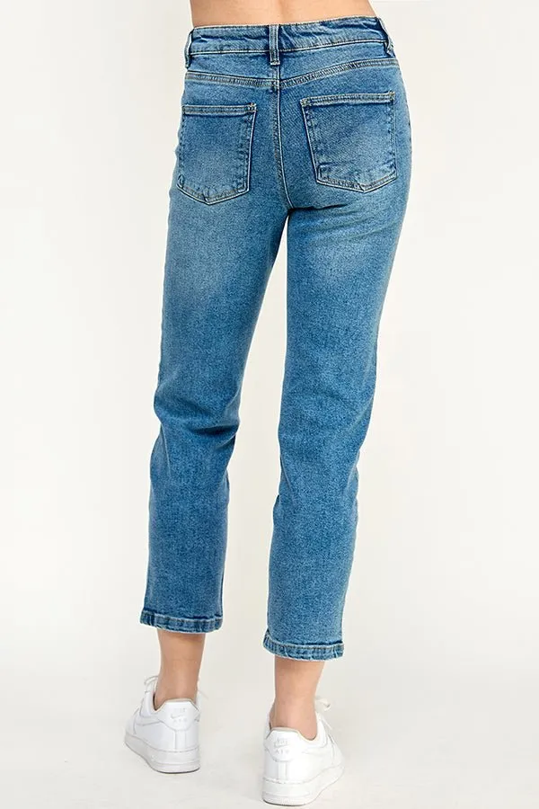 HIGH RISE  ANKLE STRAIGHT JEANS