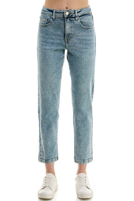 HIGH RISE  ANKLE STRAIGHT JEANS