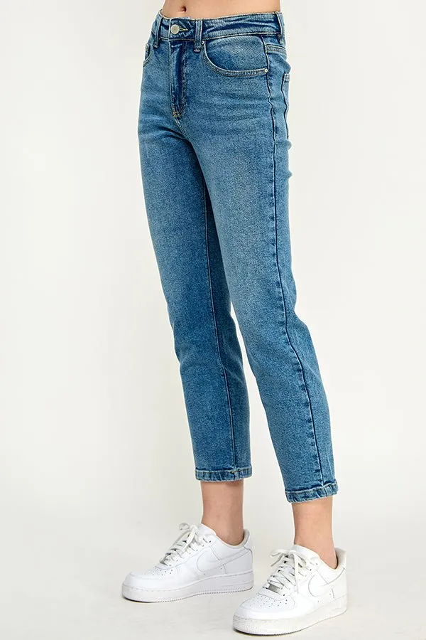 HIGH RISE  ANKLE STRAIGHT JEANS