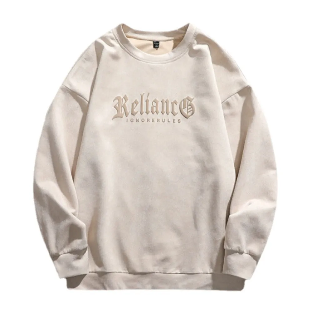High Street Thickened Letters Suede Sweatshirt