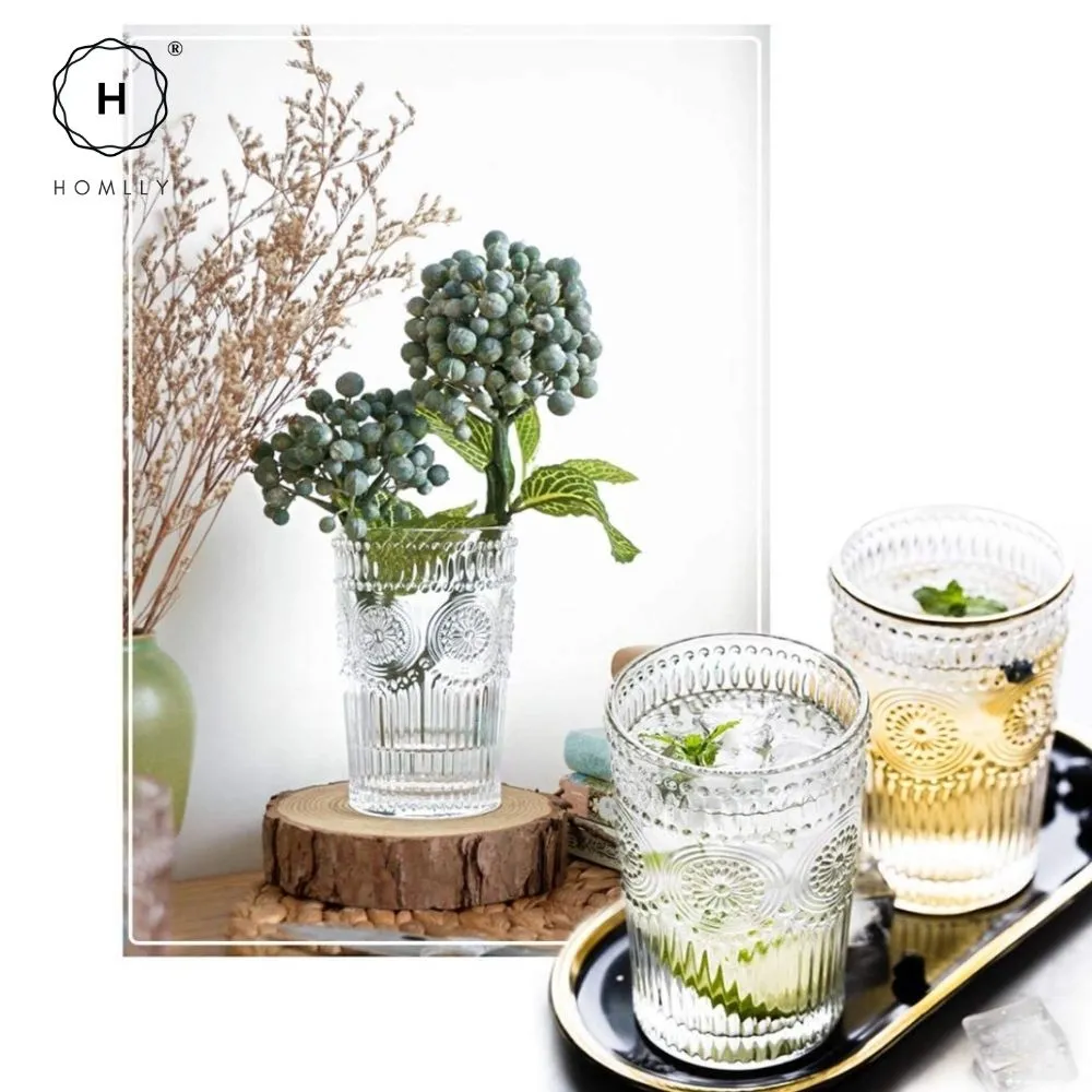 Homlly Gold Rim Clear Crystal Baroque Wine Glass