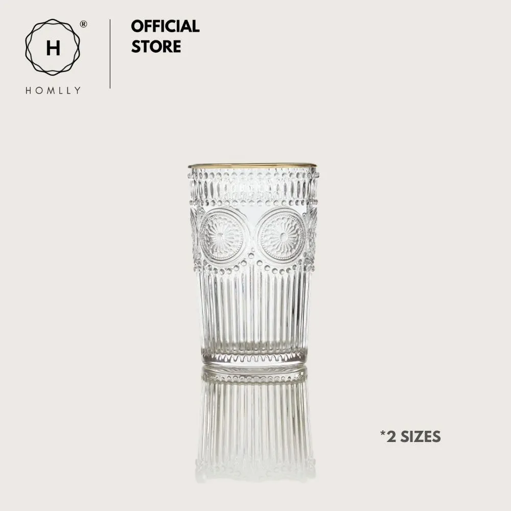 Homlly Gold Rim Clear Crystal Baroque Wine Glass