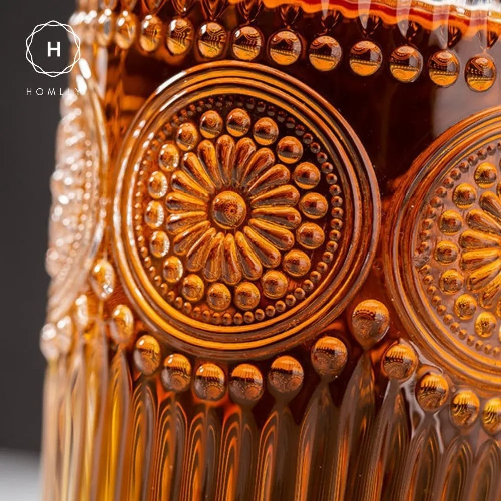 Homlly Gold Rim Clear Crystal Baroque Wine Glass