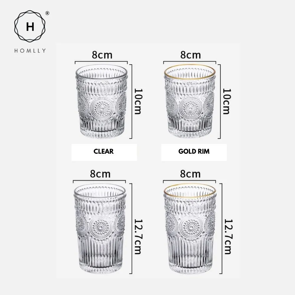 Homlly Gold Rim Clear Crystal Baroque Wine Glass