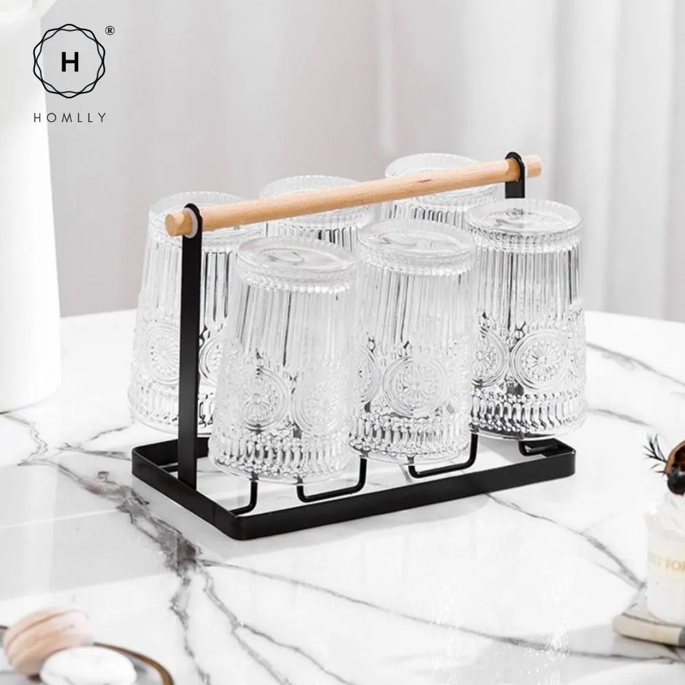 Homlly Gold Rim Clear Crystal Baroque Wine Glass