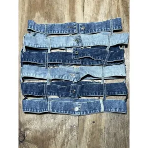 I Love DIY Denim Skirt Women Medium Casual Jean Cotton Denim Mini @D3 Blue