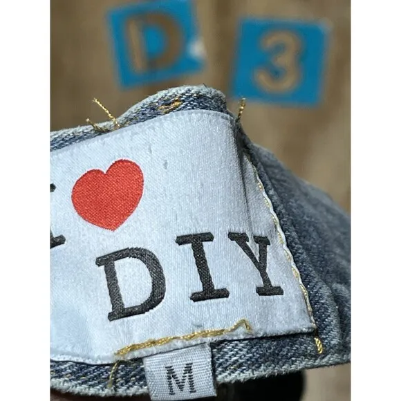 I Love DIY Denim Skirt Women Medium Casual Jean Cotton Denim Mini @D3 Blue