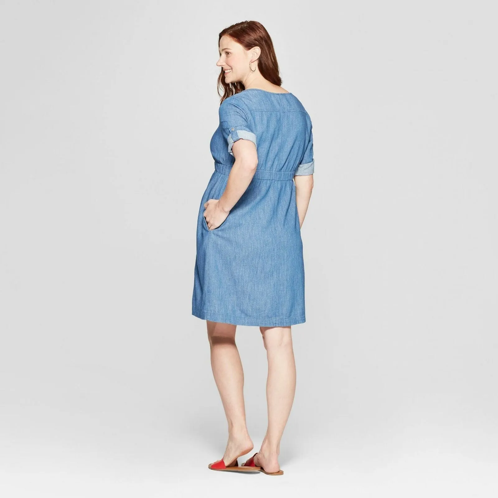 Isabel Maternity by Ingrid & Isabel Tie Waist Denim Shirtdress
