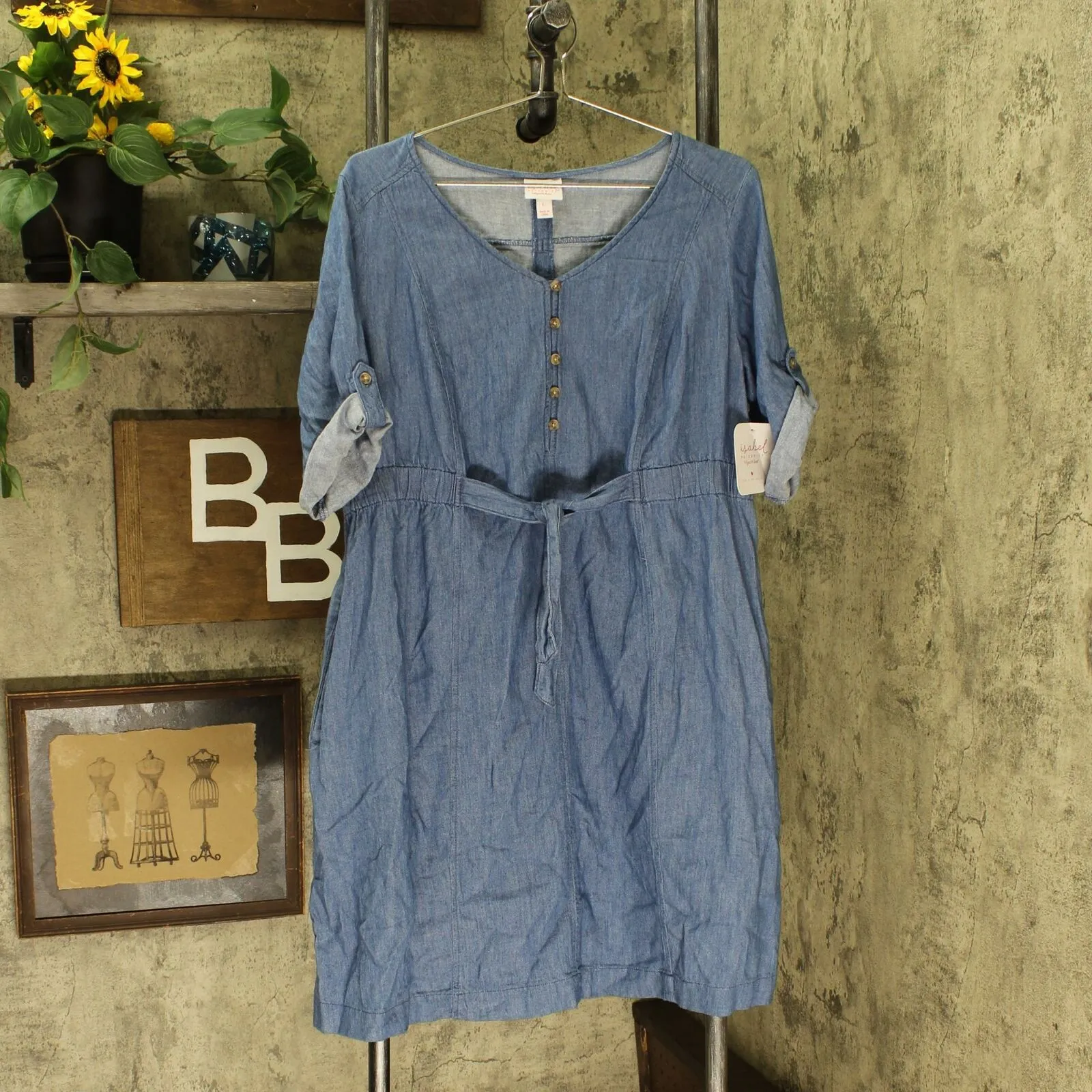 Isabel Maternity by Ingrid & Isabel Tie Waist Denim Shirtdress