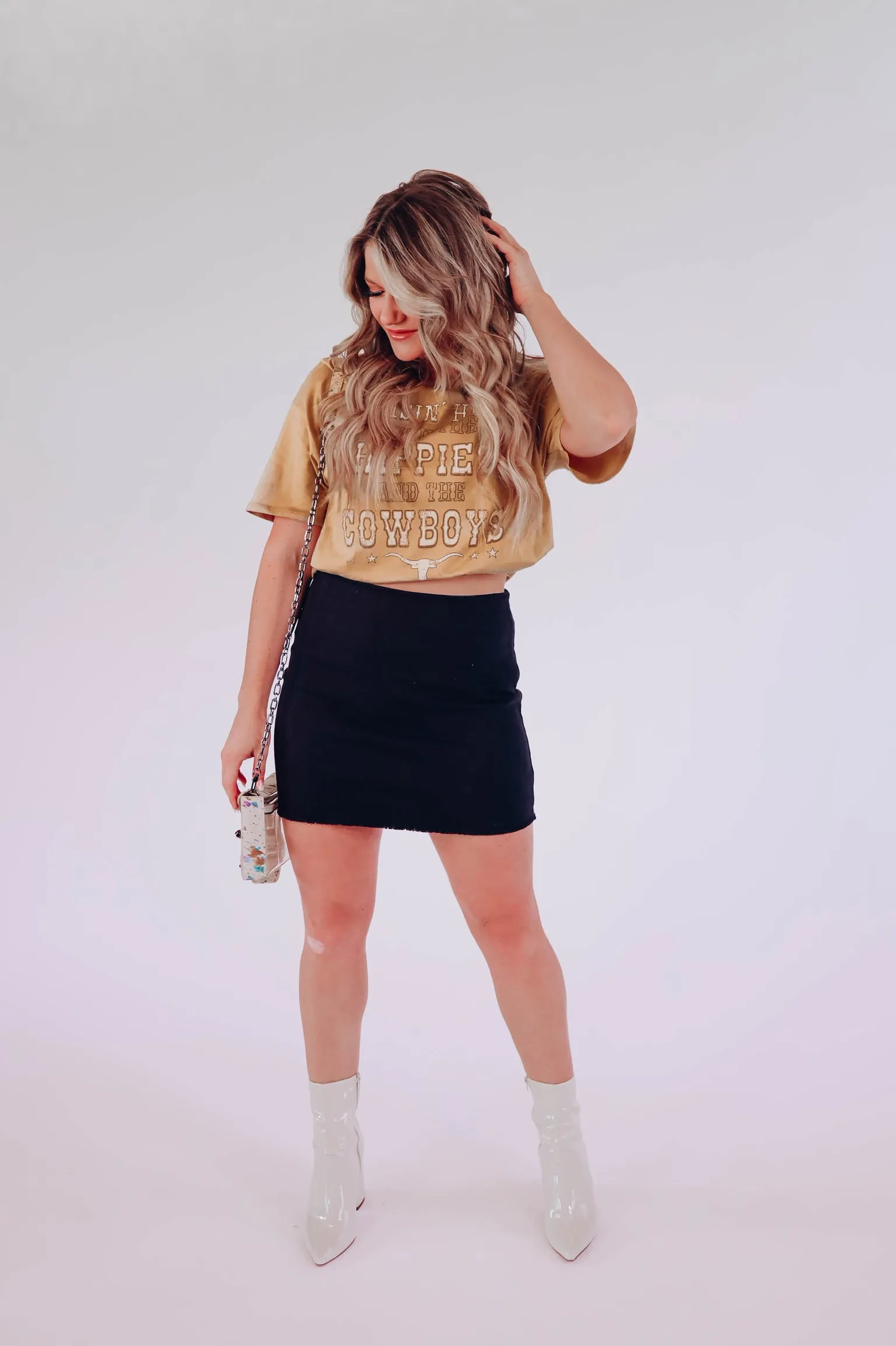 Julianne Raw Hem Denim Skirt - Black
