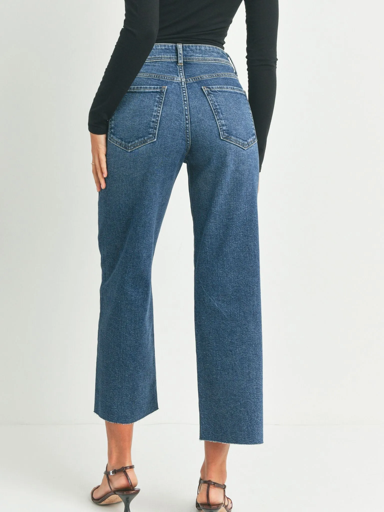 Just Black Dark Denim High Rise Utility Wide Leg