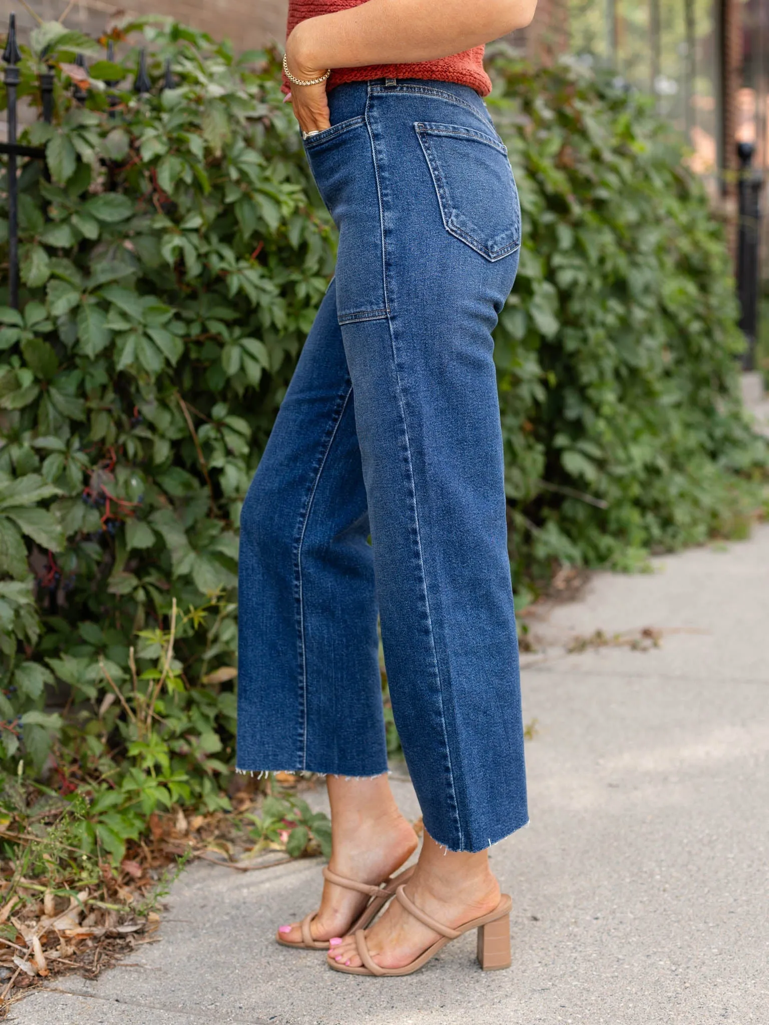 Just Black Dark Denim High Rise Utility Wide Leg