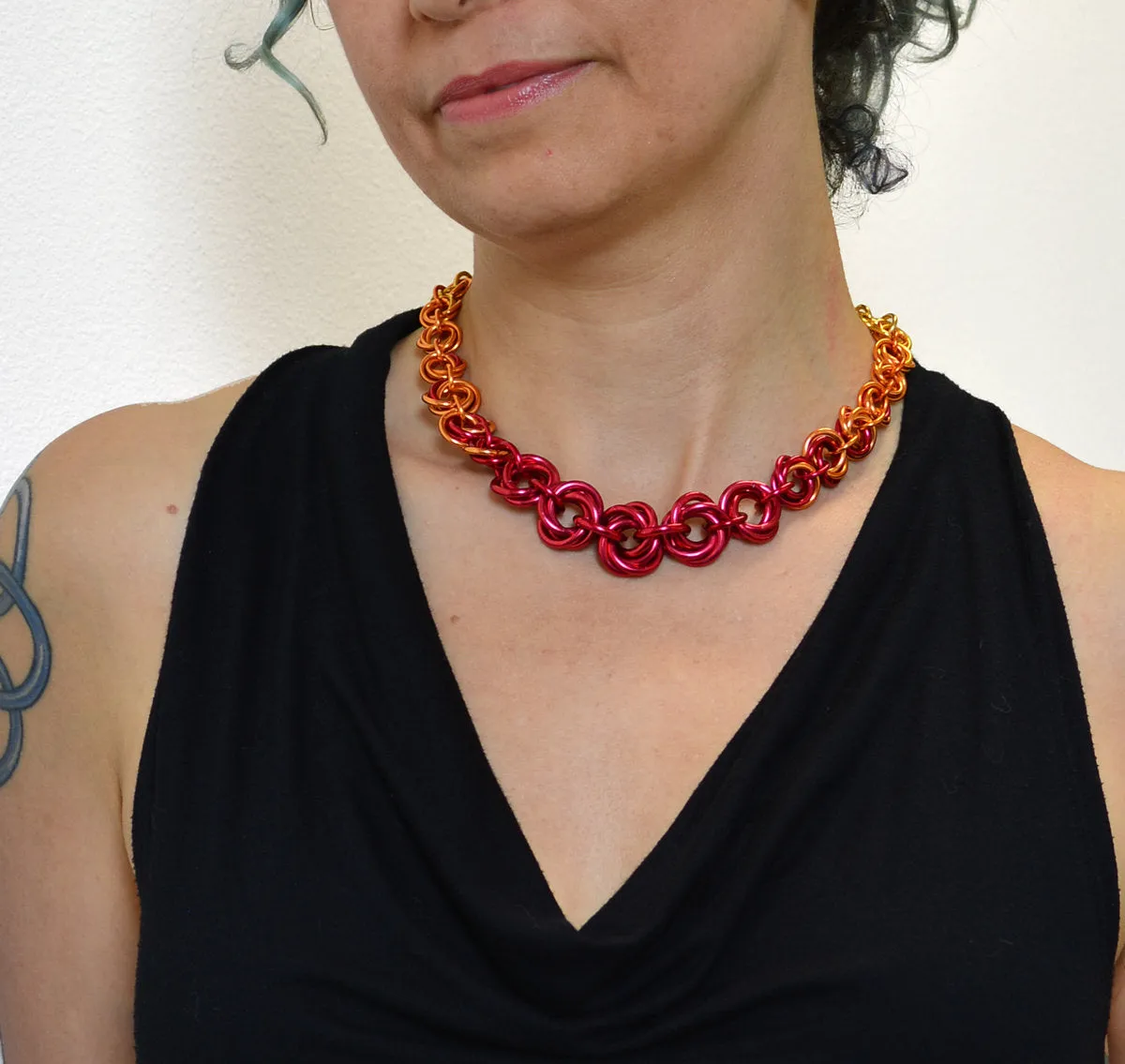 Knotted Graduated Necklace - FLAME Ombre