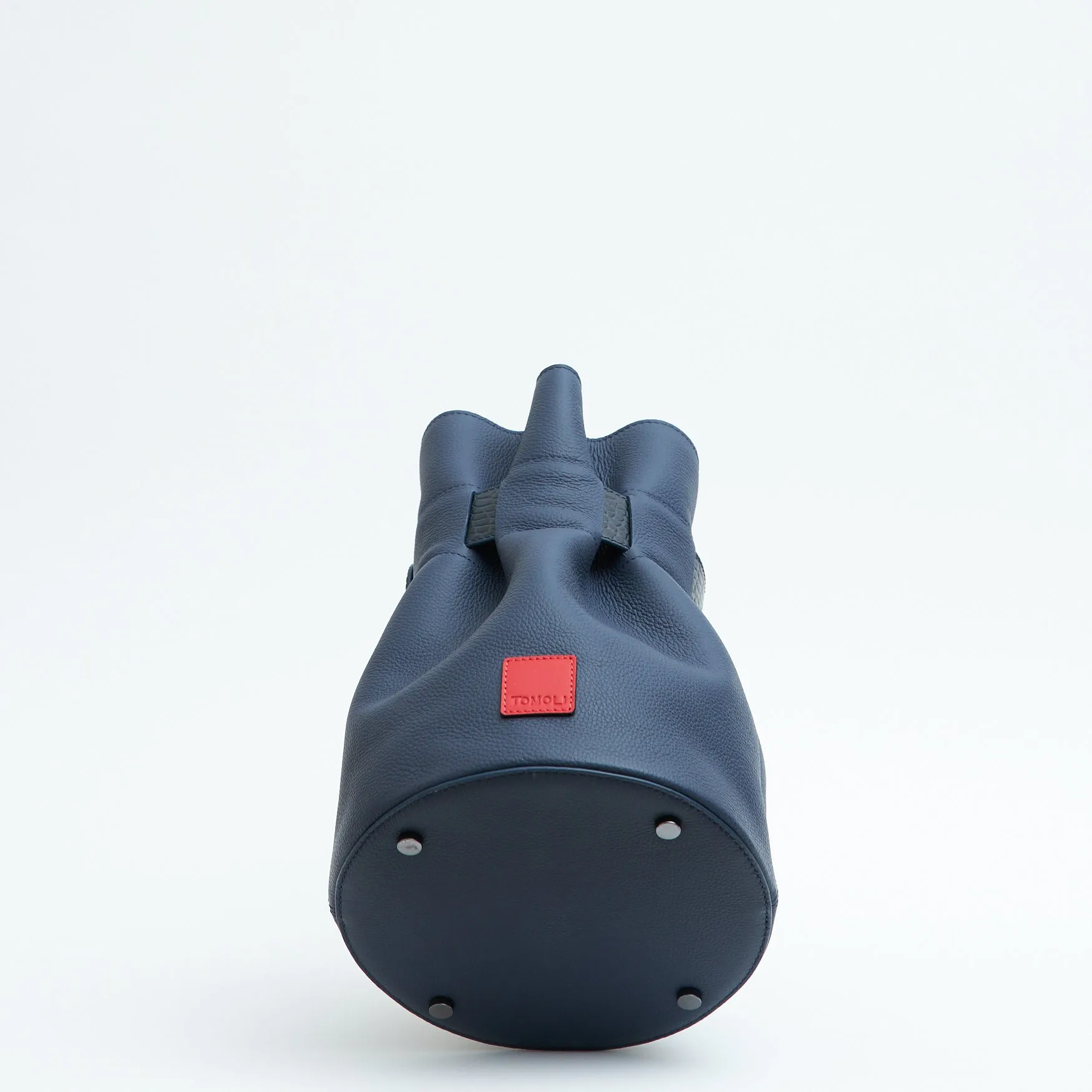 la bourse mini belted leather bucket bag - denim