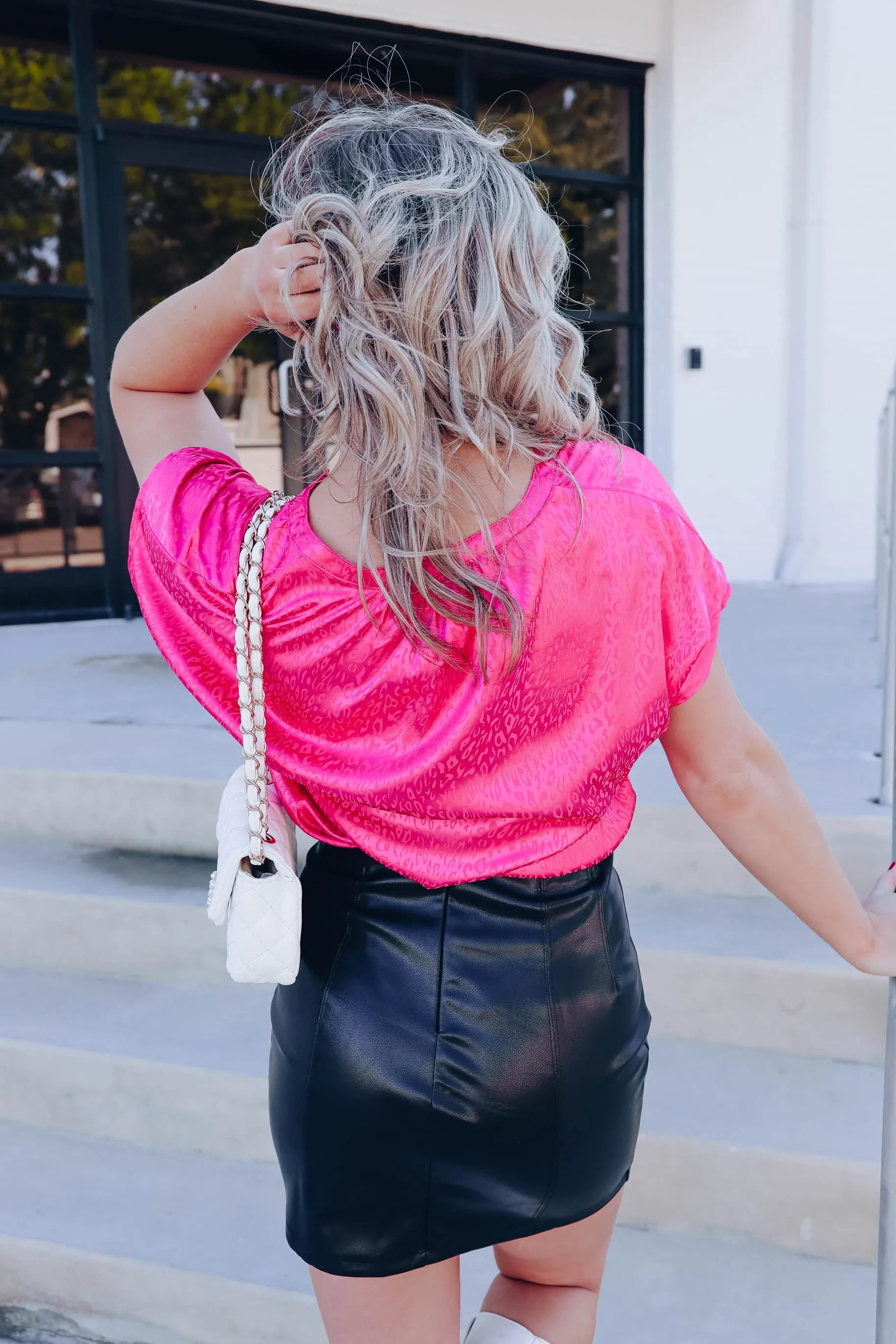 Lada Embossed Leopard Bodysuit - Pink