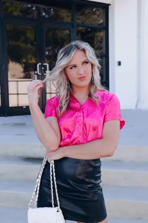 Lada Embossed Leopard Bodysuit - Pink