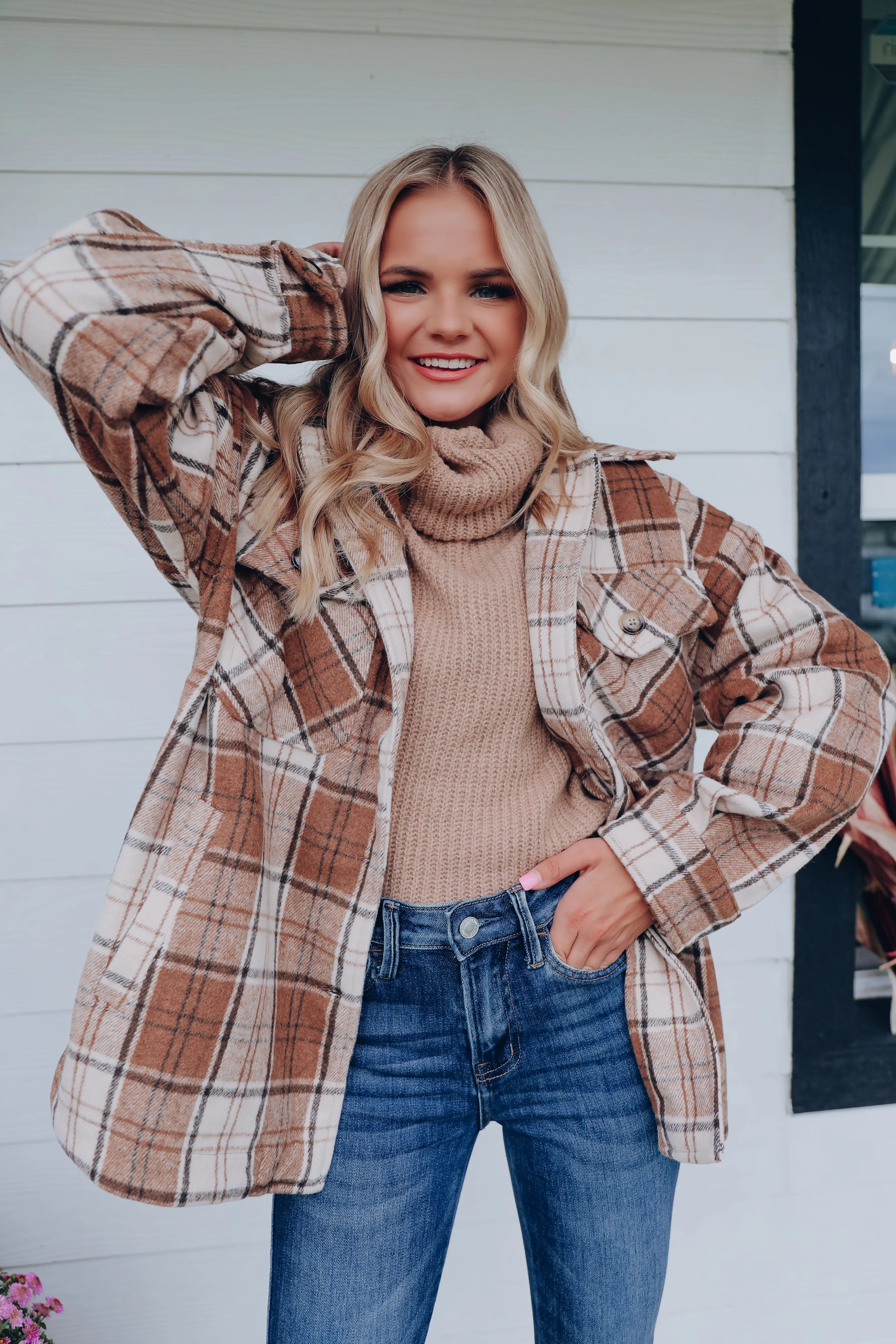 Laramie Plaid Shacket - Tan