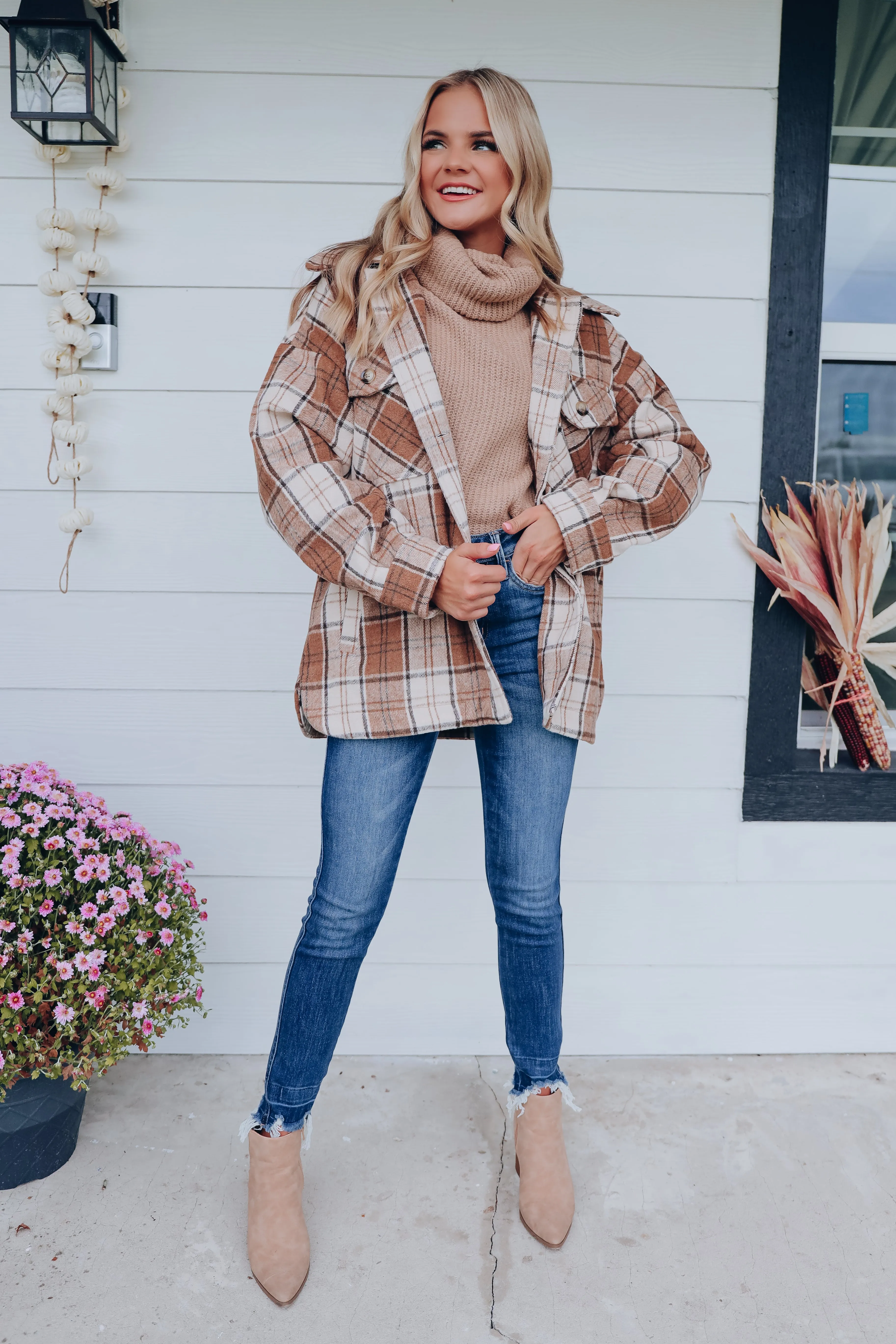 Laramie Plaid Shacket - Tan
