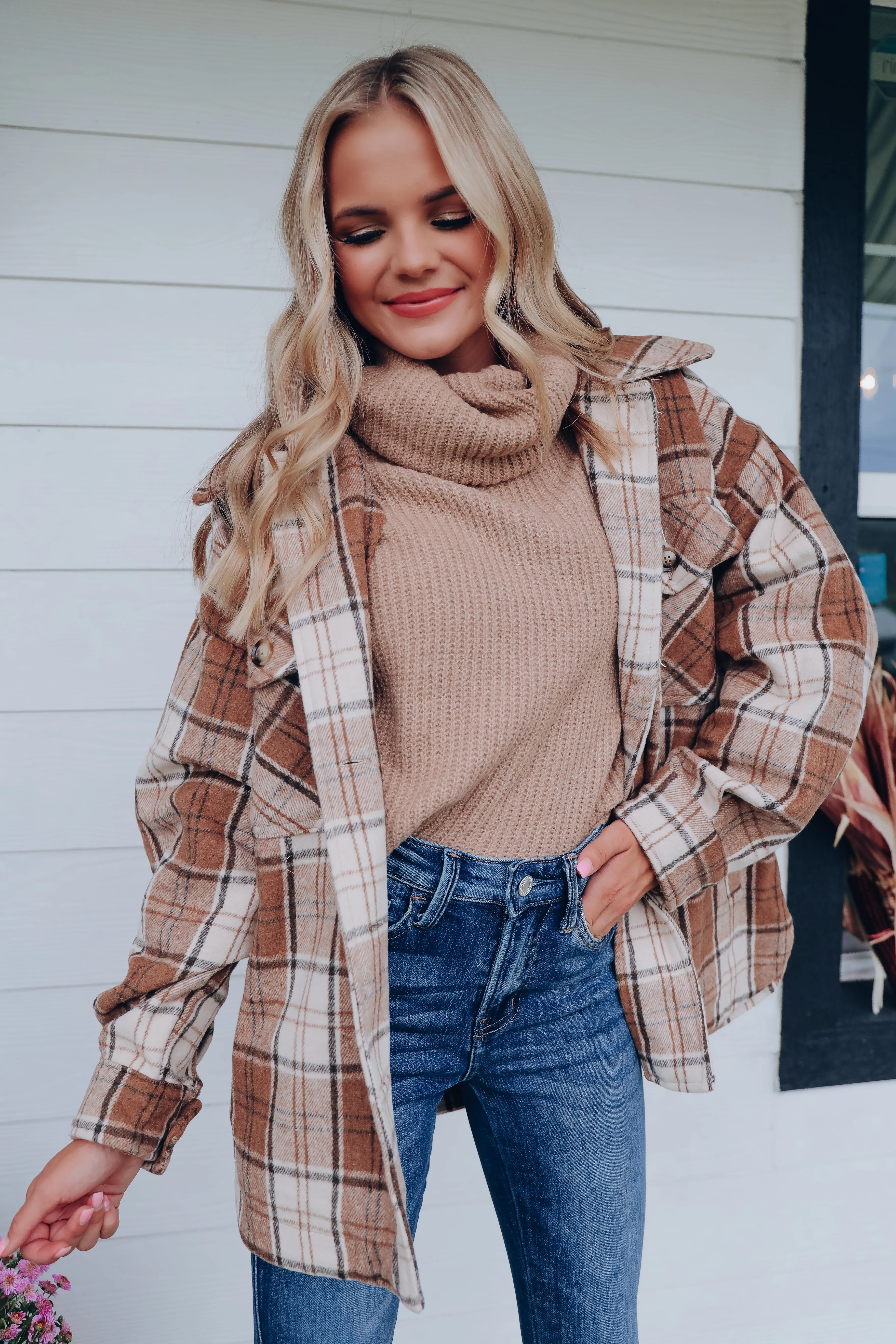 Laramie Plaid Shacket - Tan