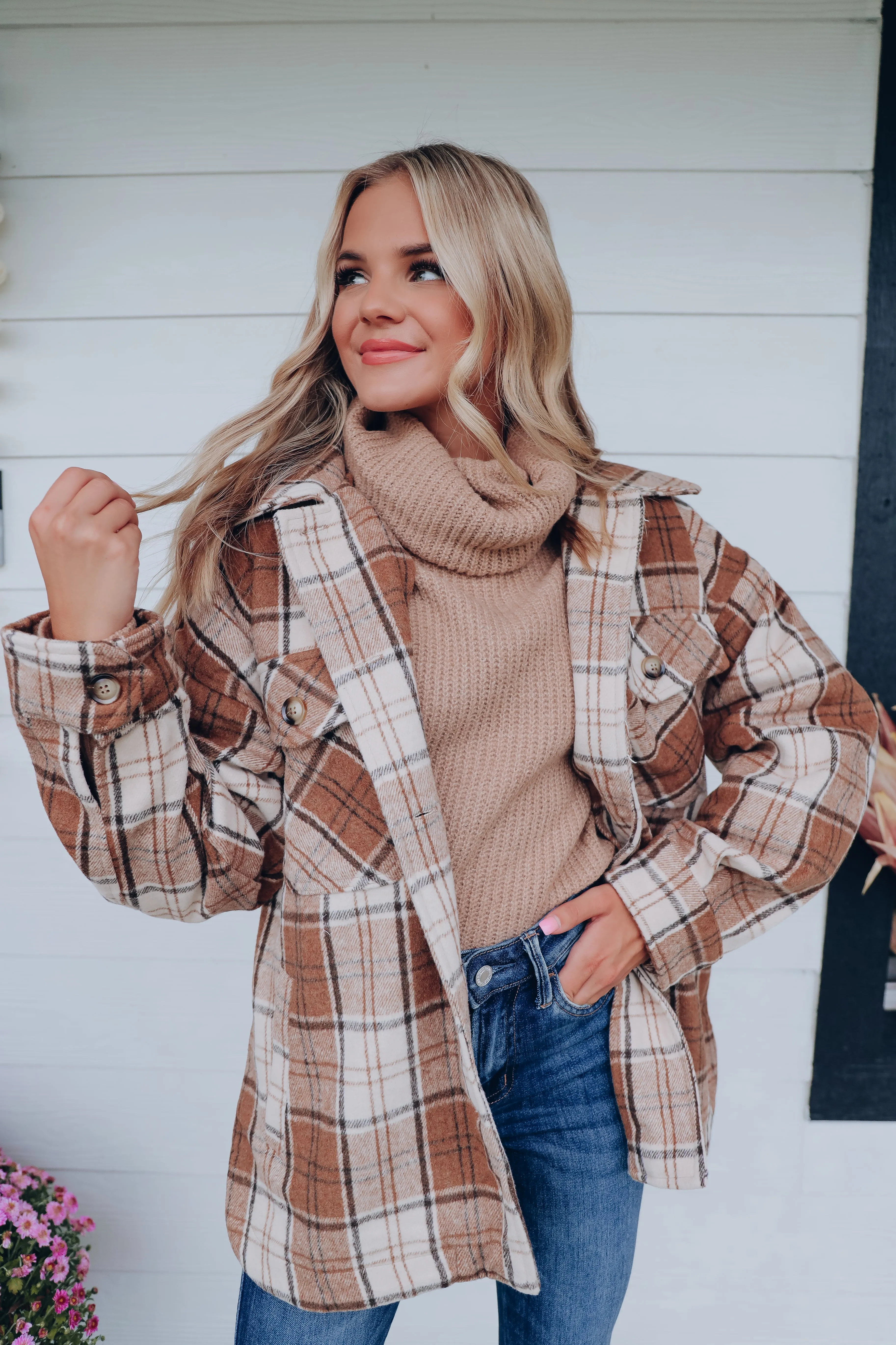 Laramie Plaid Shacket - Tan