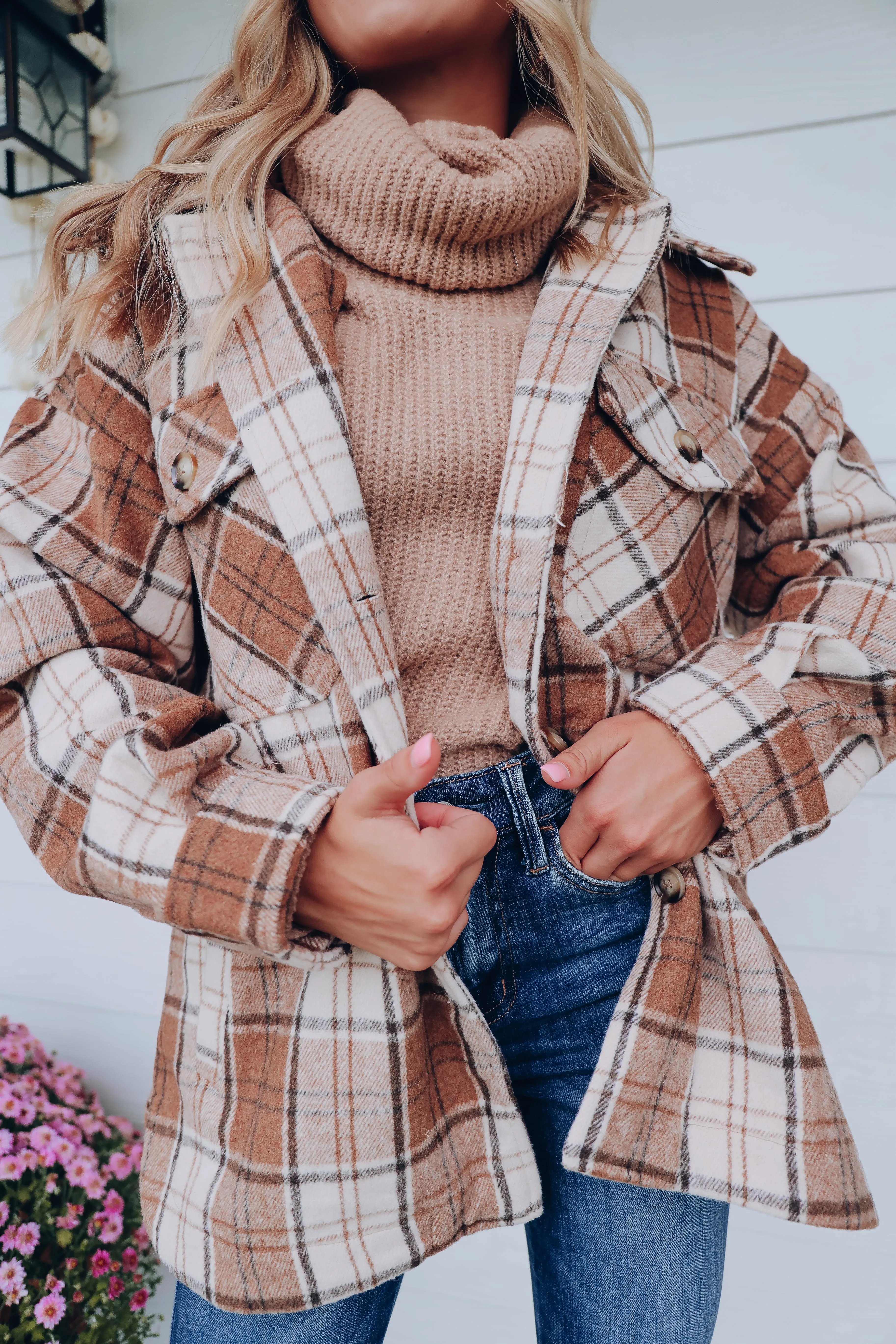 Laramie Plaid Shacket - Tan
