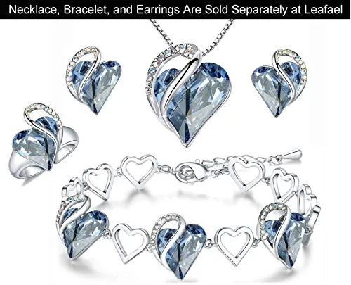 Leafael"Infinity Love" Women's Adjustable Crystal Heart Ring Light Sapphire Blue March December Birthstone Jewelry Gifts for Women, Silver-tone, Open End, Size 6.5-8