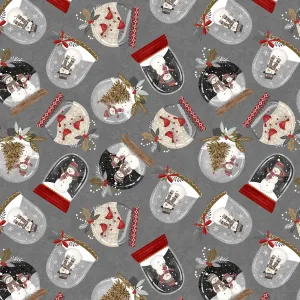 Let It Snow, Snowmen in Snow Globes in Grey