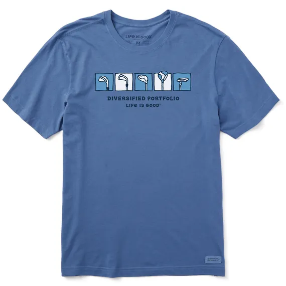 Life is Good Men's Diversified Portfolio Golf Clubs Crusher Lite Tee