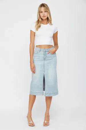 Light Wash Denim Midi Skirt