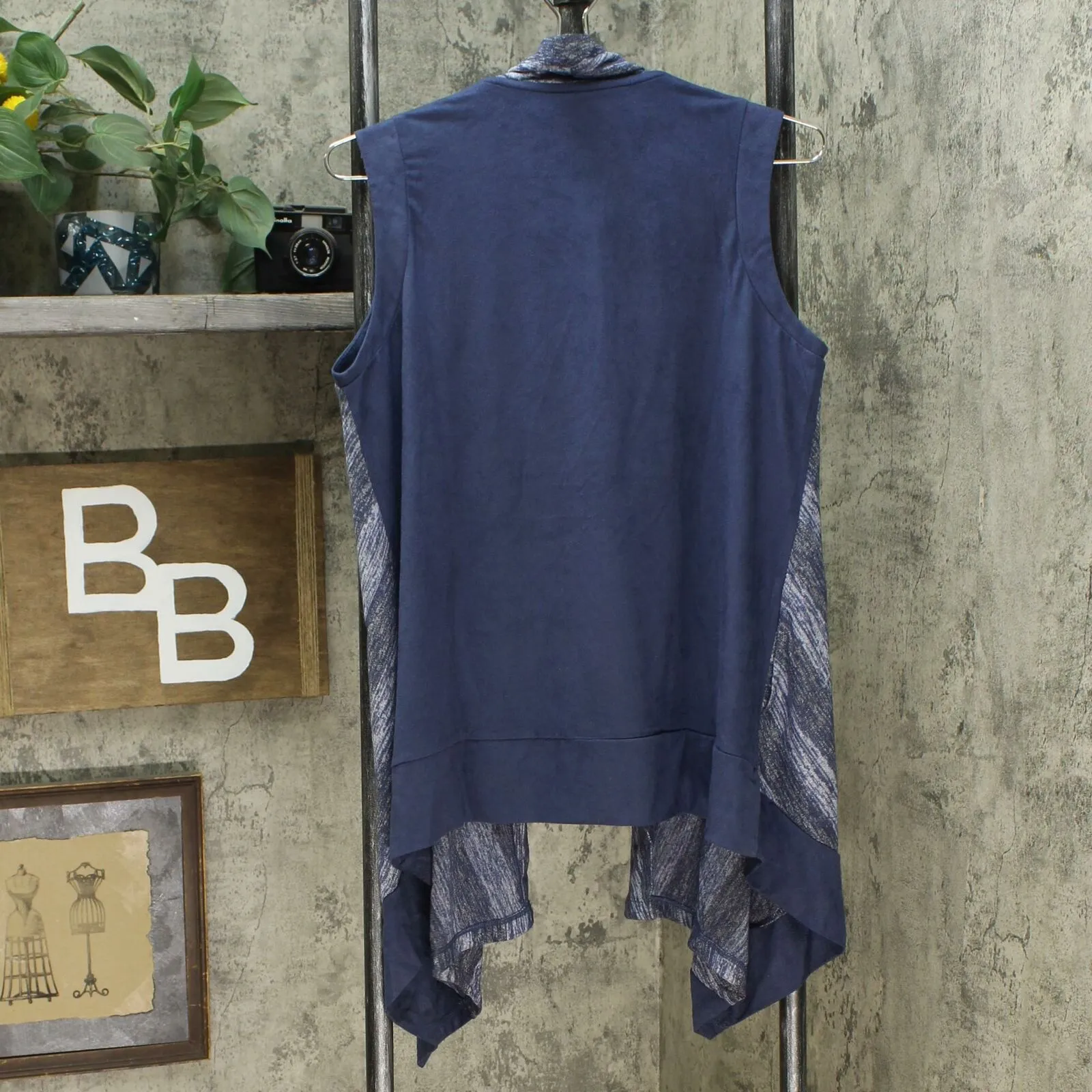 LOGO by Lori Goldstein Women's Striped Vest with Faux Suede Back
