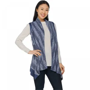 LOGO by Lori Goldstein Women's Striped Vest with Faux Suede Back