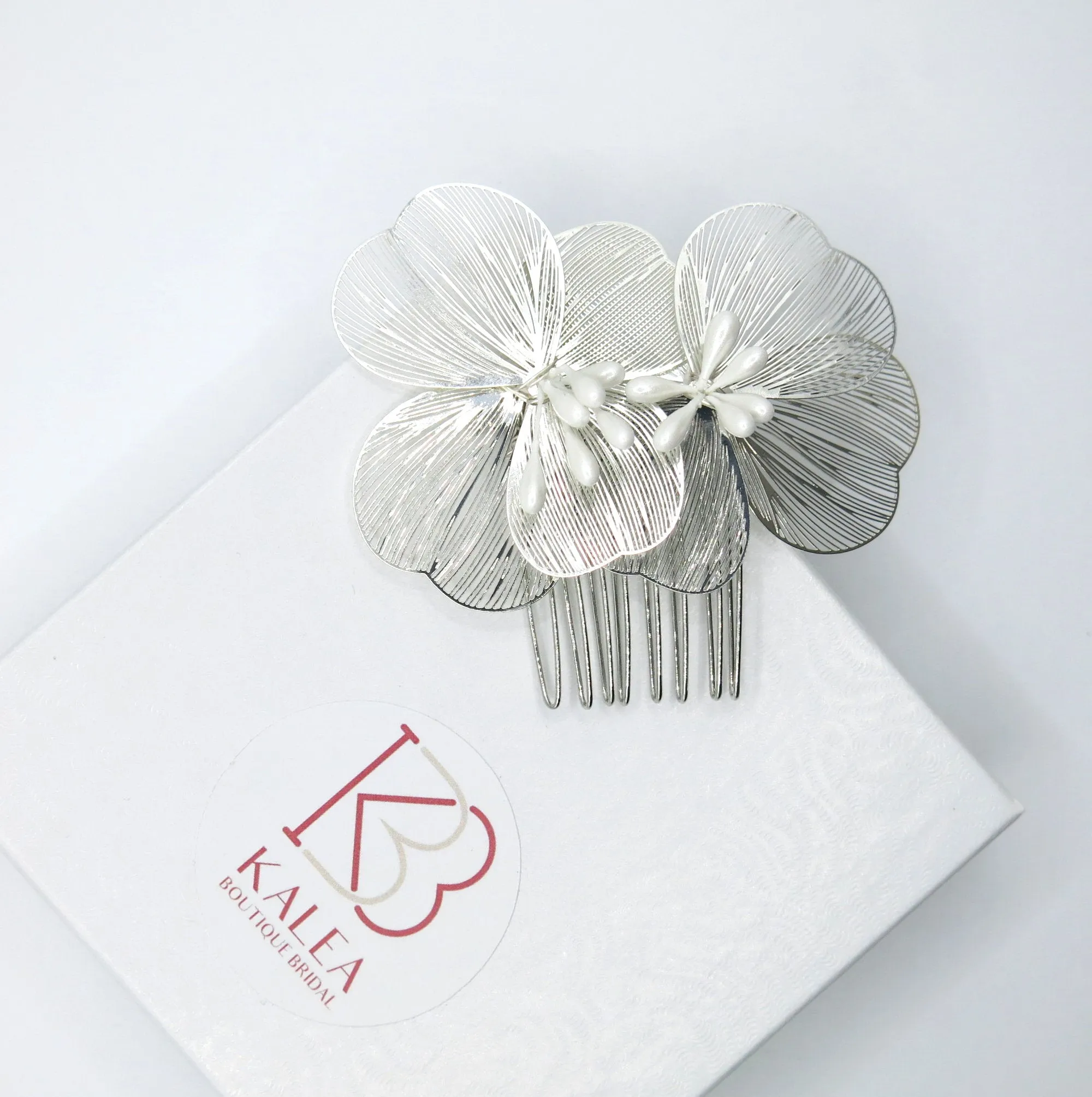 Long Dangle Y Necklace, Snake Chain Tie Necklace, Floral Deep V Bridal Necklace, Two Flower Hair Comb, or Large Flower Earrings