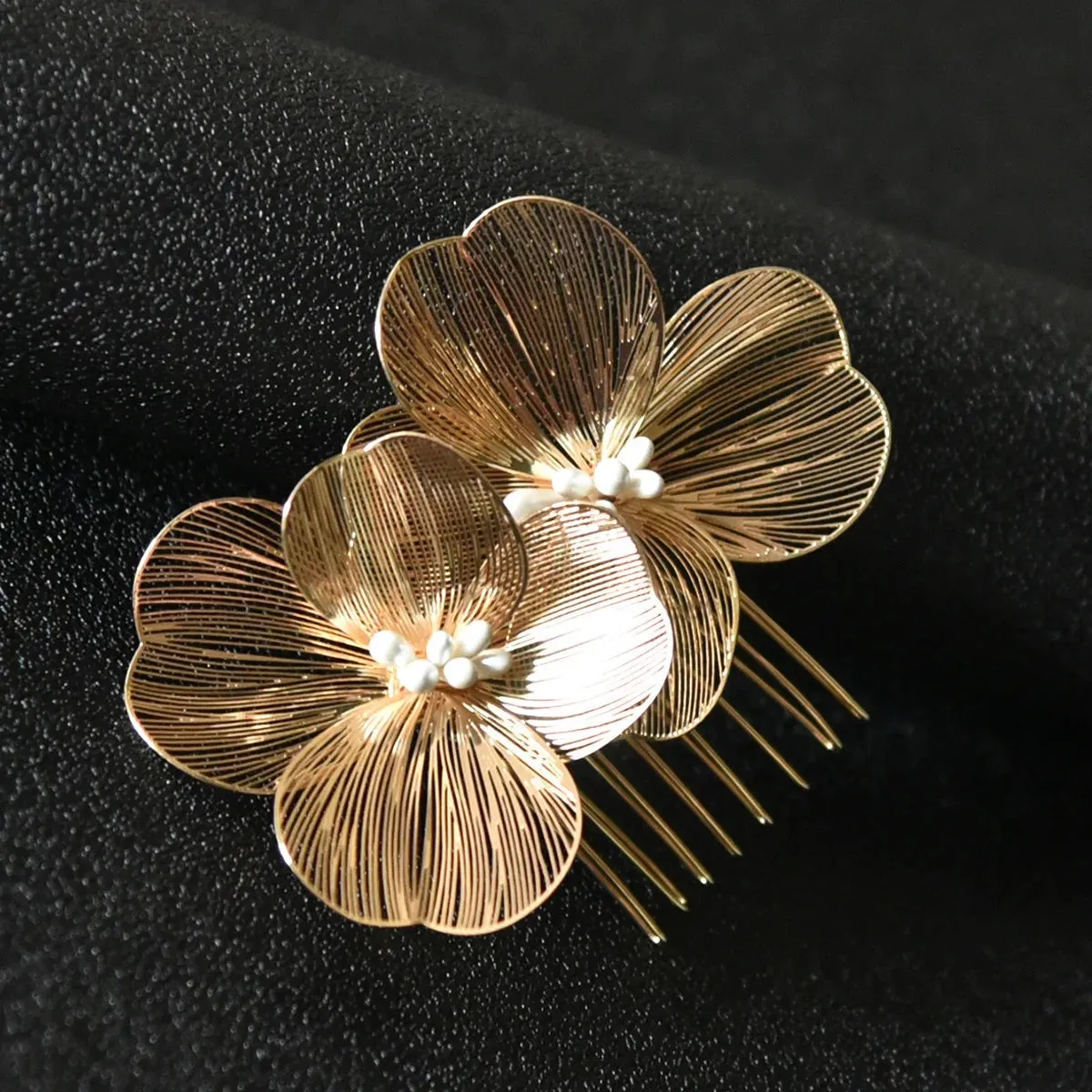 Long Dangle Y Necklace, Snake Chain Tie Necklace, Floral Deep V Bridal Necklace, Two Flower Hair Comb, or Large Flower Earrings