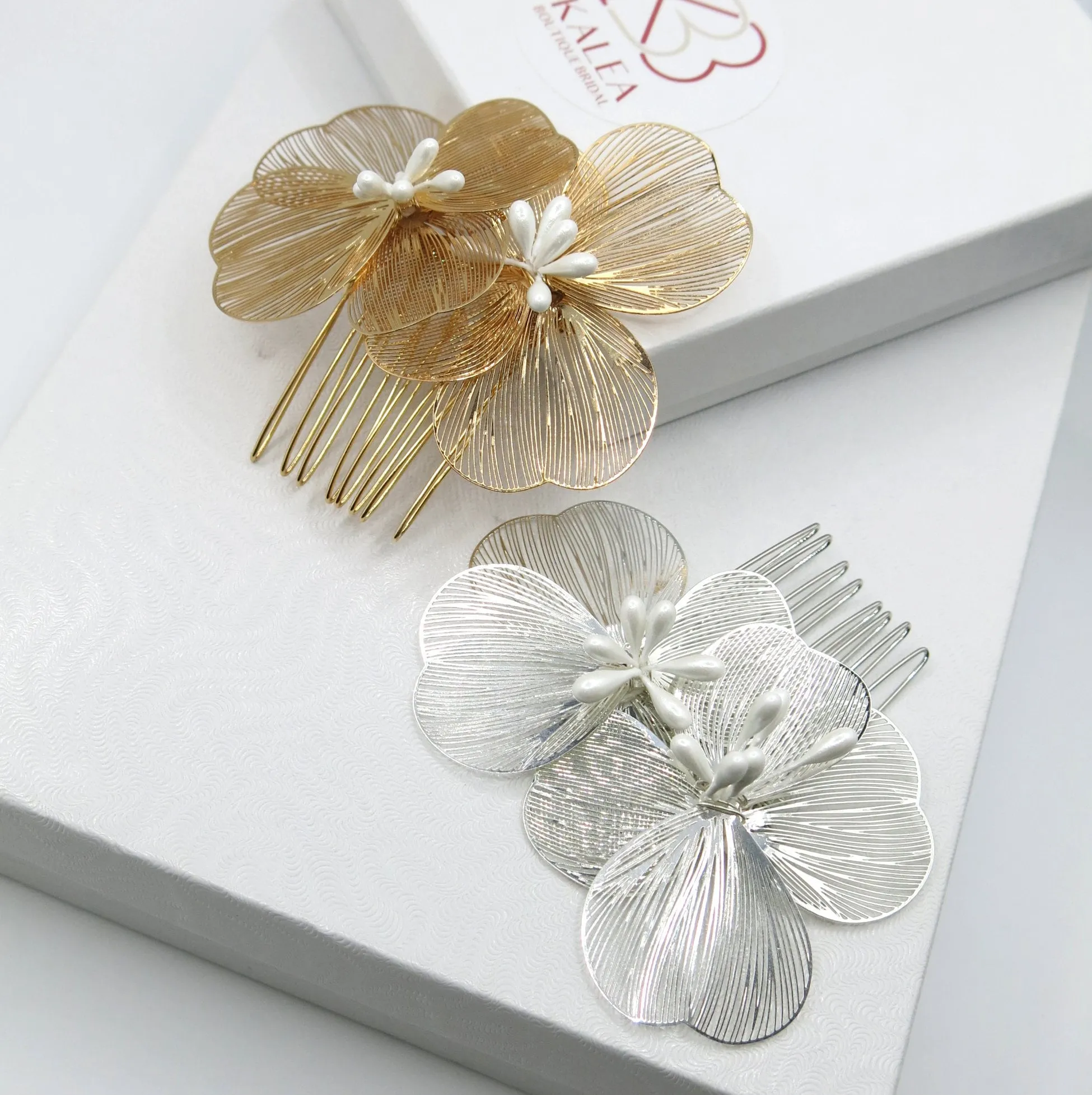 Long Dangle Y Necklace, Snake Chain Tie Necklace, Floral Deep V Bridal Necklace, Two Flower Hair Comb, or Large Flower Earrings