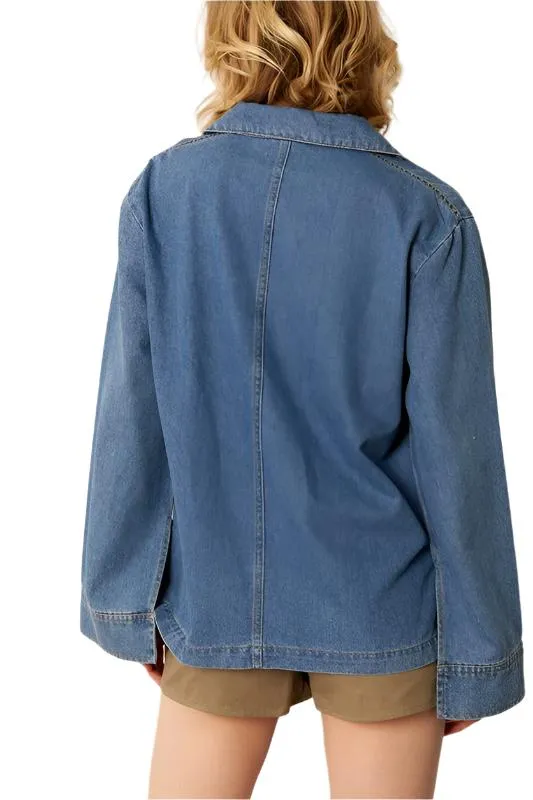 Long Sleeve Oversized Denim Top