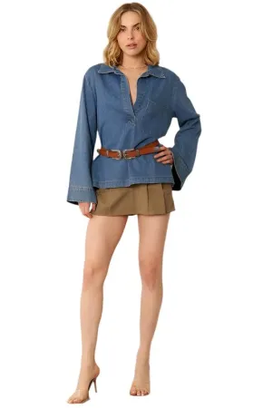Long Sleeve Oversized Denim Top