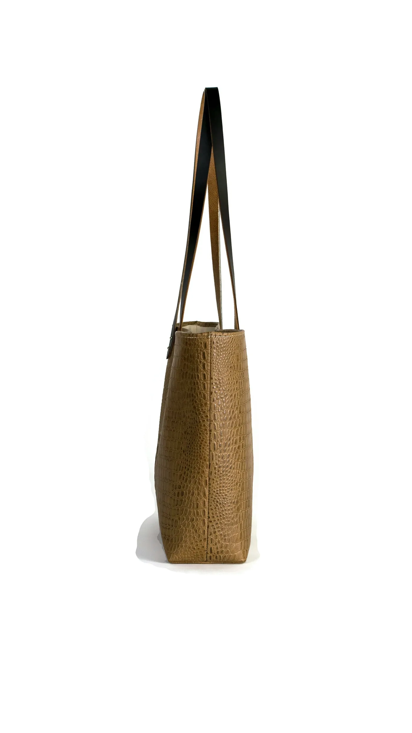 M St. Tote Bag in Caiman Croc Embossed Leather