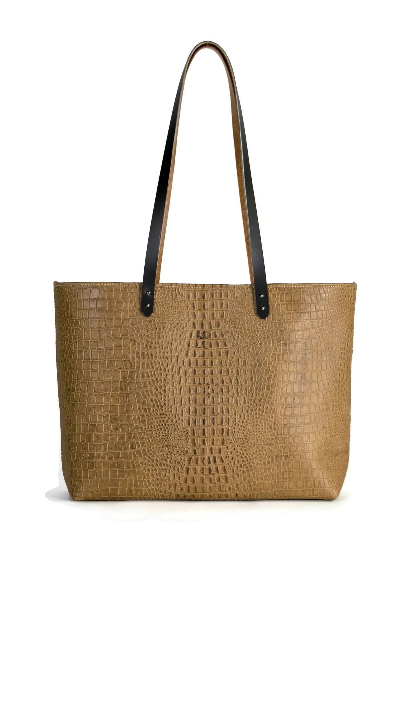 M St. Tote Bag in Caiman Croc Embossed Leather