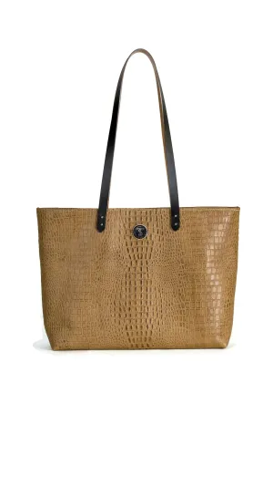 M St. Tote Bag in Caiman Croc Embossed Leather