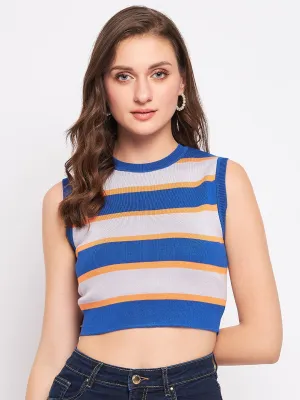 Madame Royal Blue Colourblocked Knit Top