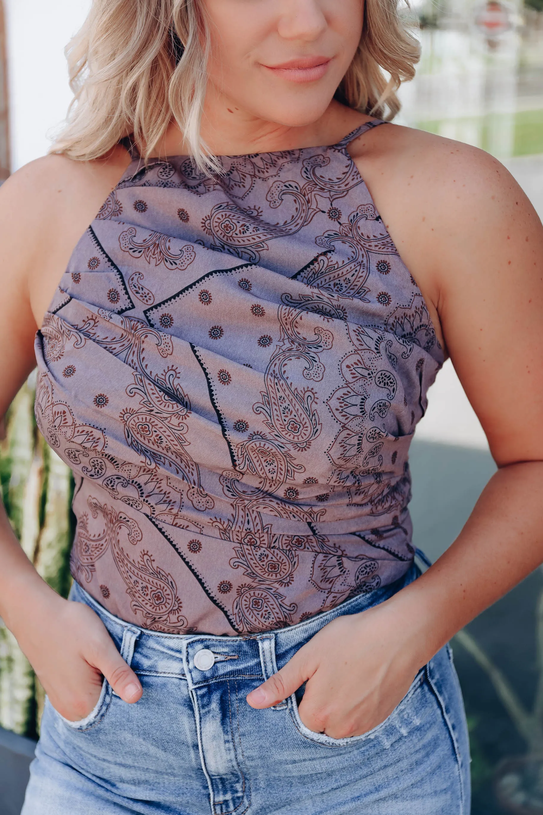 Marissa Bandana Cami Top - Grey