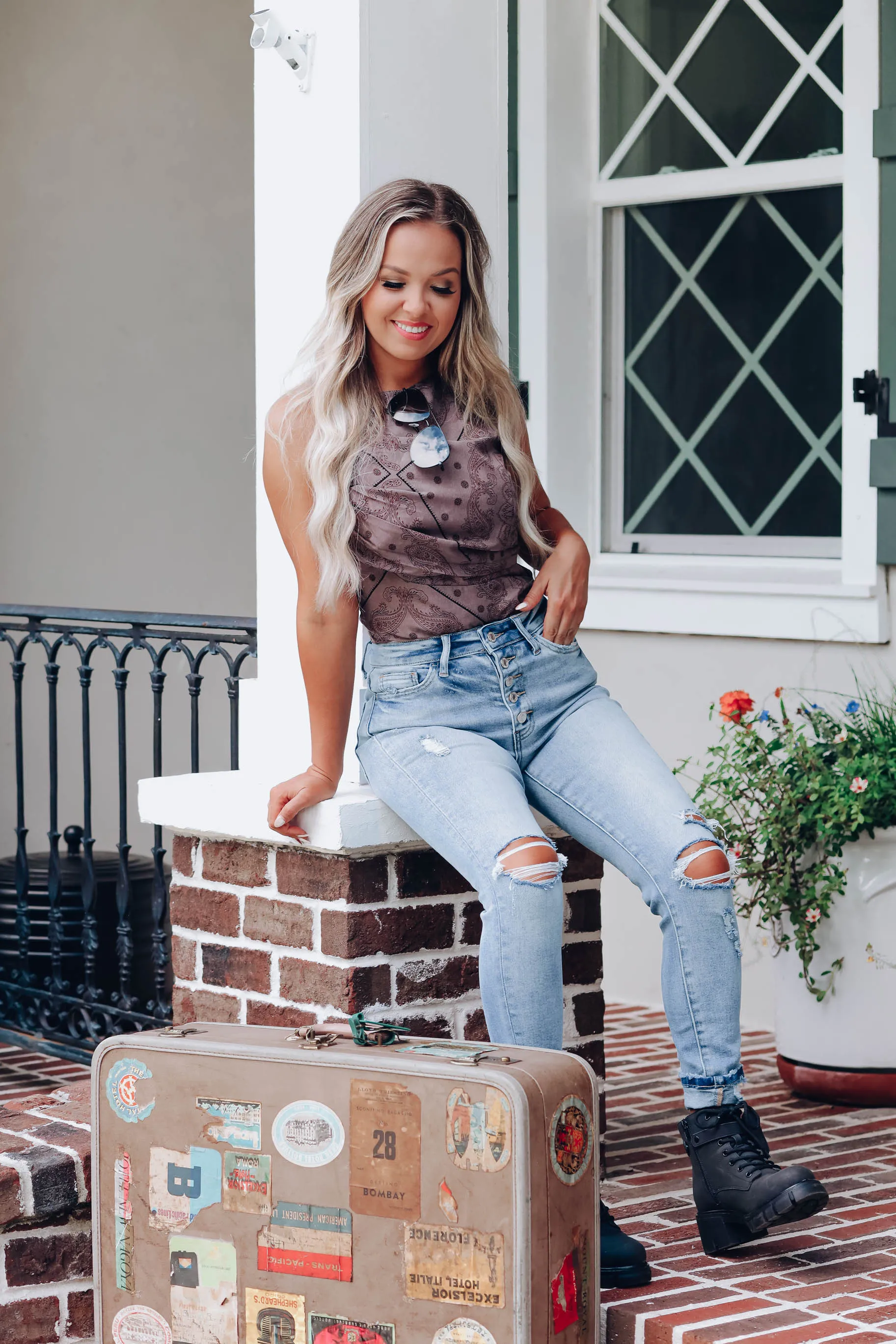 Marissa Bandana Cami Top - Grey