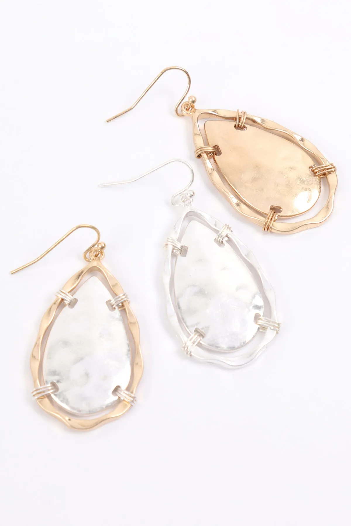 ME3128 - WIRE WRAPPED TEARDROP EARRINGS