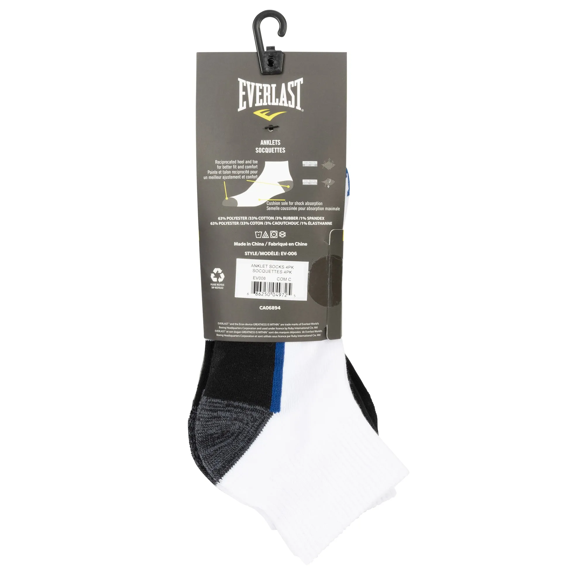 Men's Anklet Socks - 4 Pack