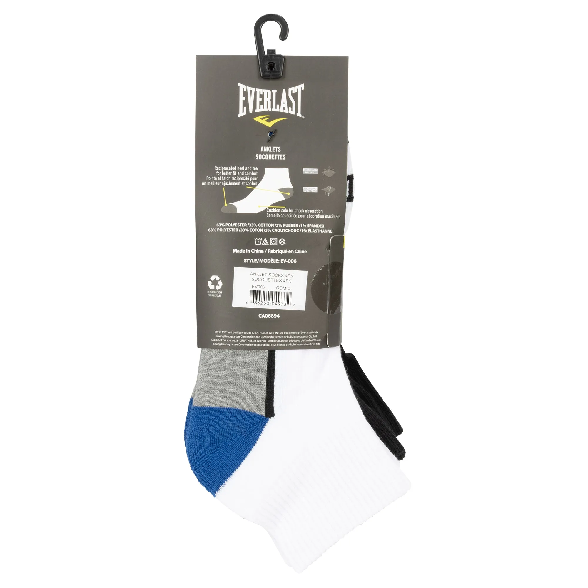 Men's Anklet Socks - 4 Pack